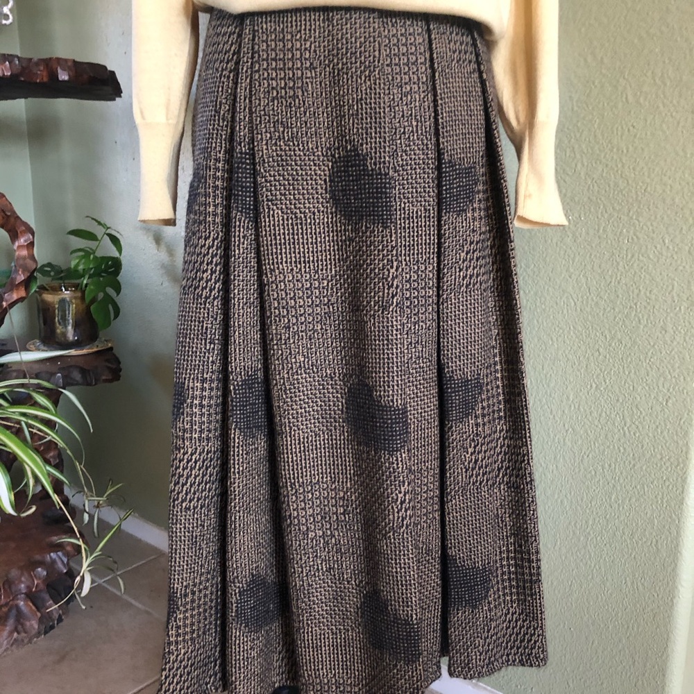 Vintage Brown and Black A-Line 100% Wool Skirt